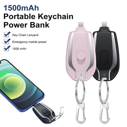 Power Keychain Charger, Compact Fast Charging Power Bank 1500mAh